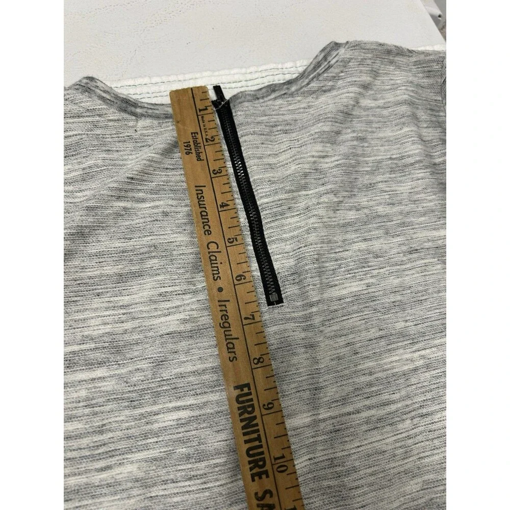 Gap L Teens Gray Heather CottonBlend A-Line Knee Dress Long Sleeve Back Zip0071